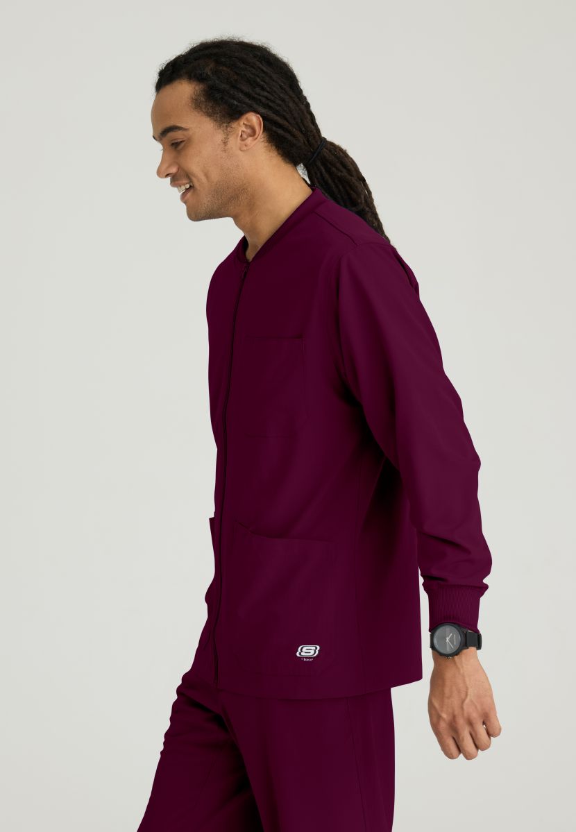 Skechers Men's 3 Pocket Warm-Up Zip Jacket | Wine