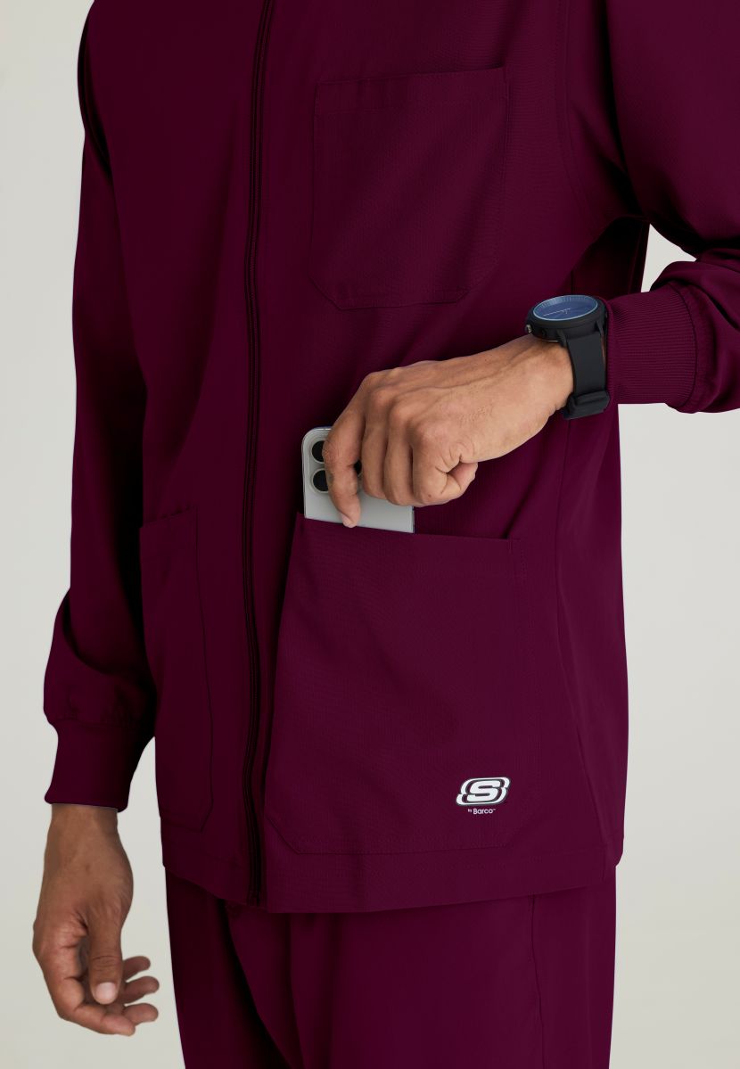 Skechers Men's 3 Pocket Warm-Up Zip Jacket | Wine