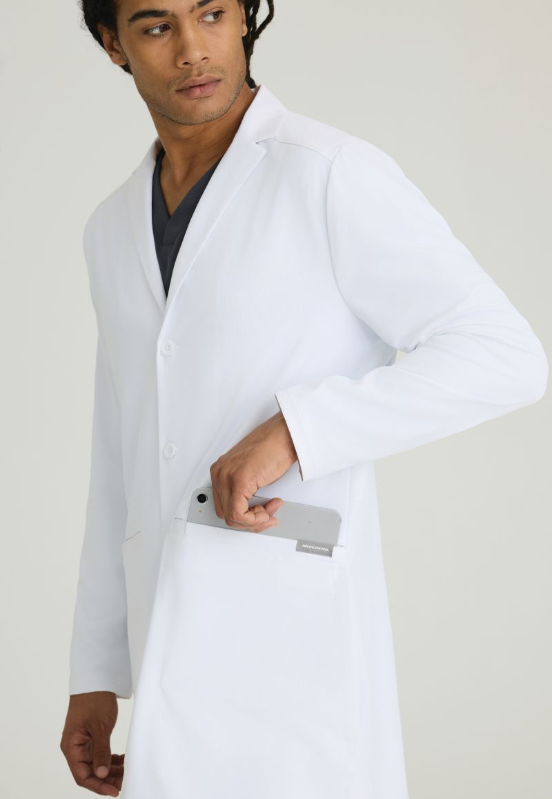 Skechers Men's 3 Pocket 4-Button Lab Coat | WHITE