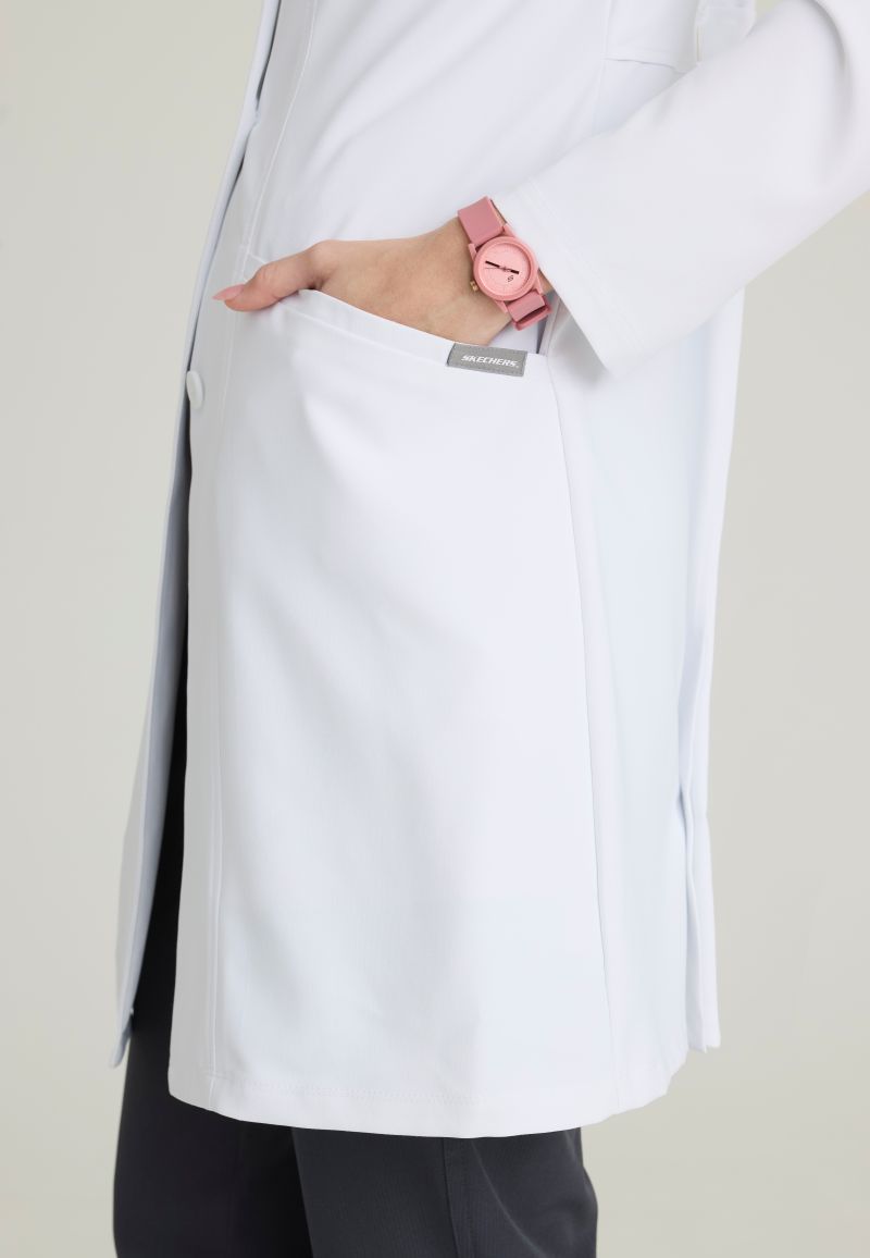 Skechers Women's 3 Pocket 4-Button Lab Coat | WHITE