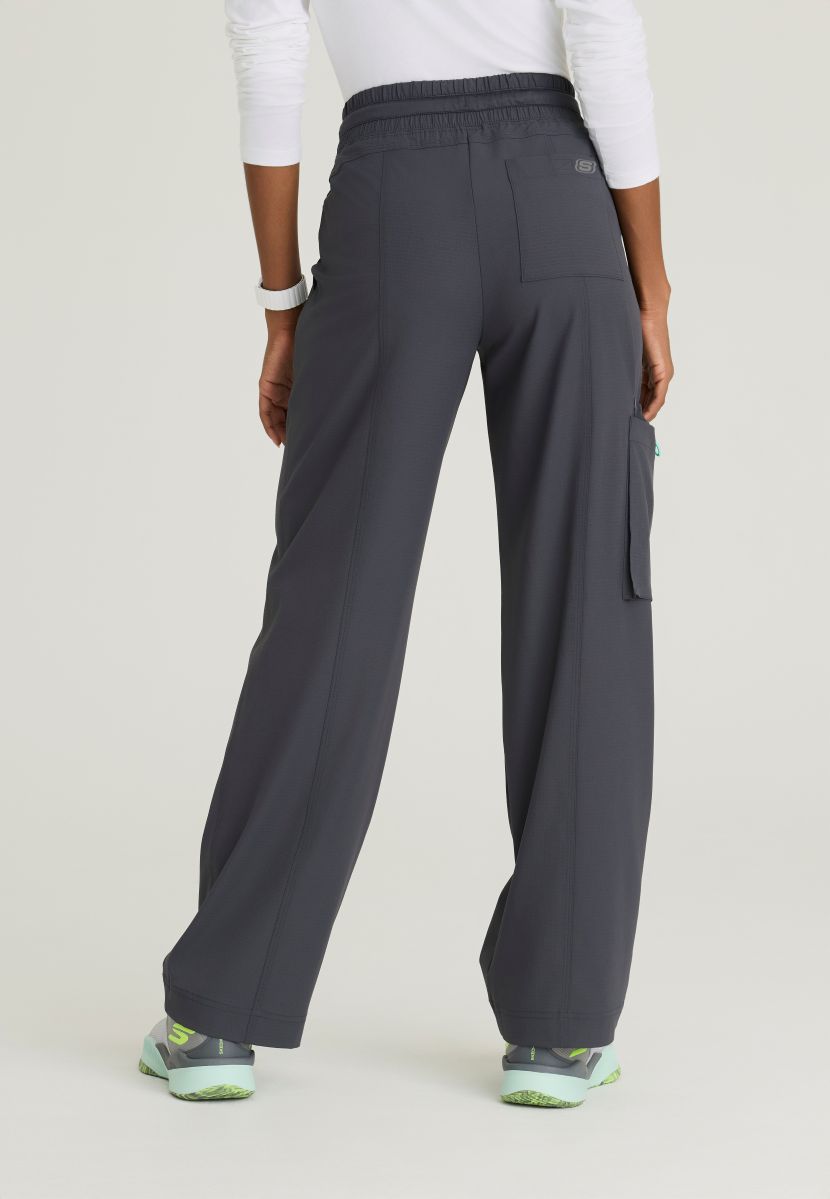 Skechers Scout Women's 5 Pocket Shirred Waistband Wide Leg Pant | Pewter Grey