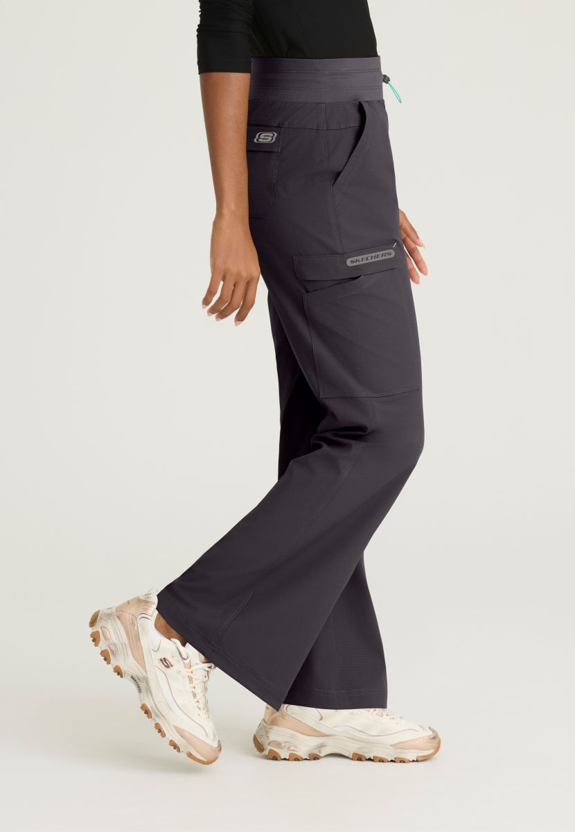 Skechers Explore Women's 5 Pocket Knit Waistband Fit &amp; Flare Pant | Pewter Grey