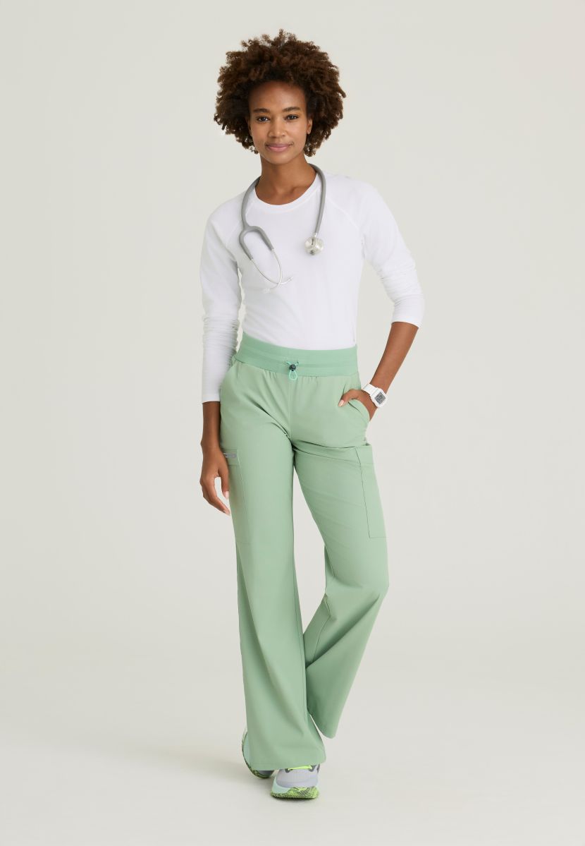 Skechers Explore Women's 5 Pocket Knit Waistband Fit &amp; Flare Pant | Field Green