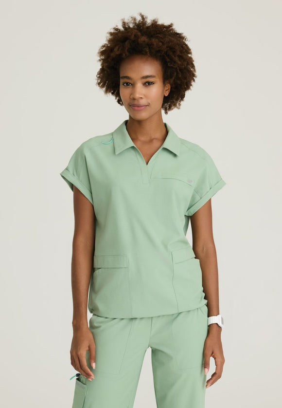 Skechers Charlie Women's 3 Pocket Shirt Collar Dolman Sleeve Top | Field Green