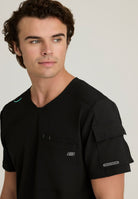 Skechers Station Men's 3 Pocket Round Neck High-Low Hem Top | BLACK