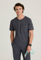Skechers Station Men's 3 Pocket Round Neck High-Low Hem Top | Pewter Grey