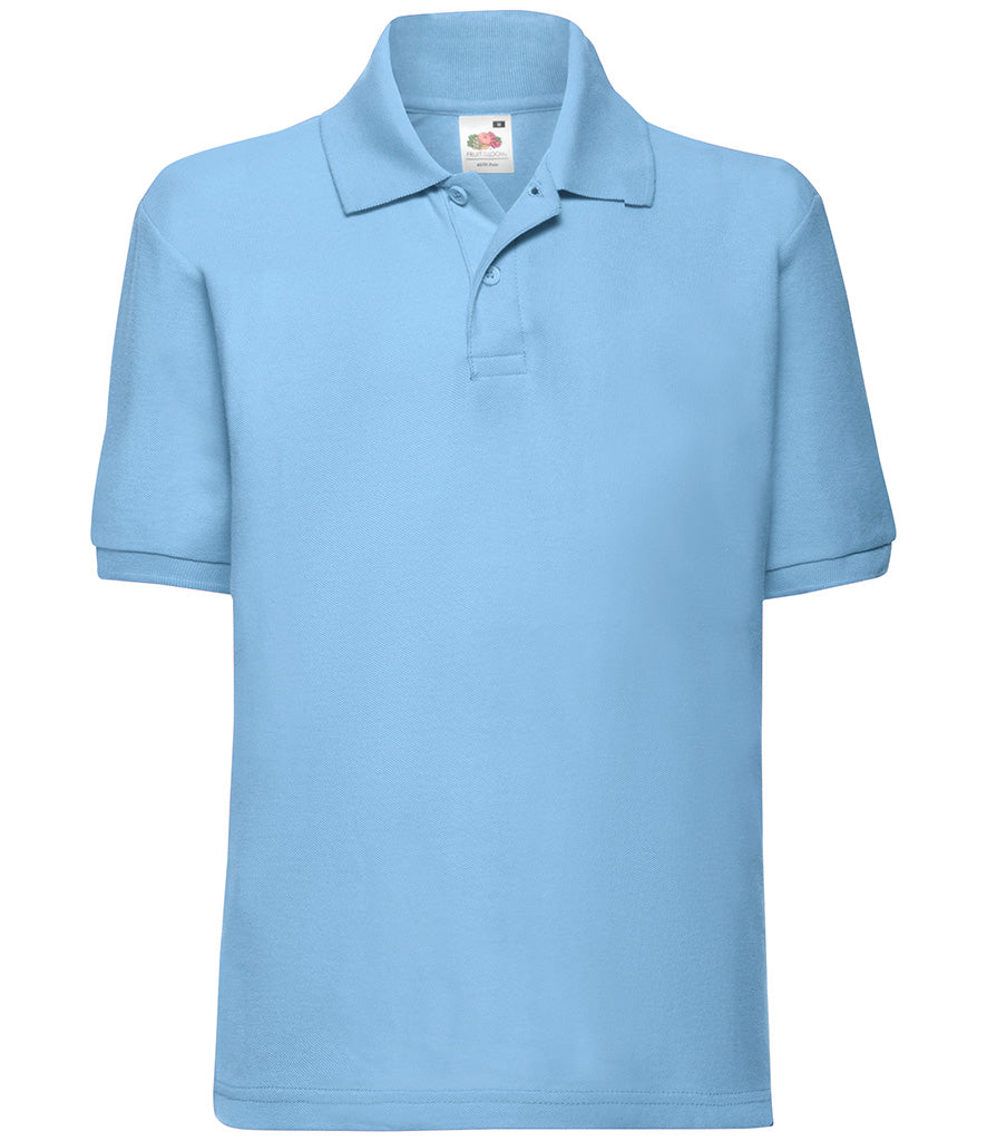 SS11B Fruit of the Loom Kids Poly/Cotton Piqué Polo Shirt | Light Blue