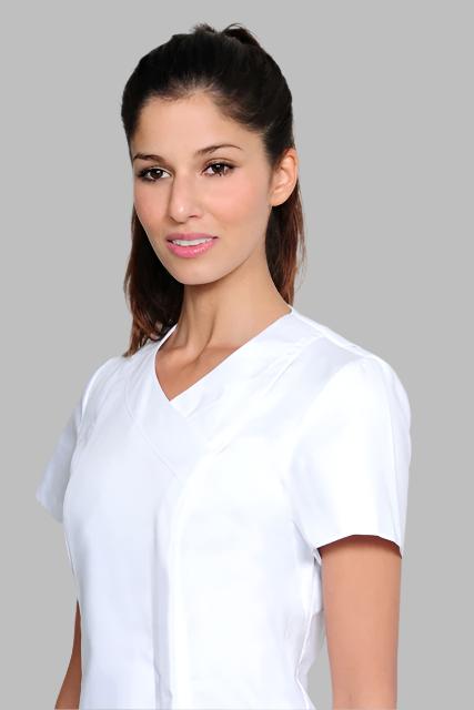 Nursing Uniform Tunic T1 Side Concealed Zip + 2 pockets | WHITE