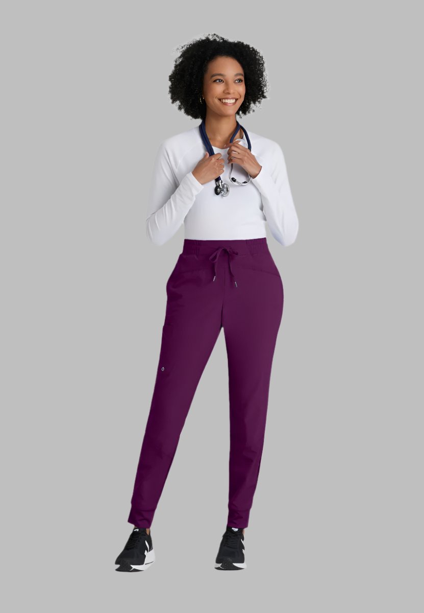 Barco One Drawstring Female Jogger Style Scrub Trousers | Wine