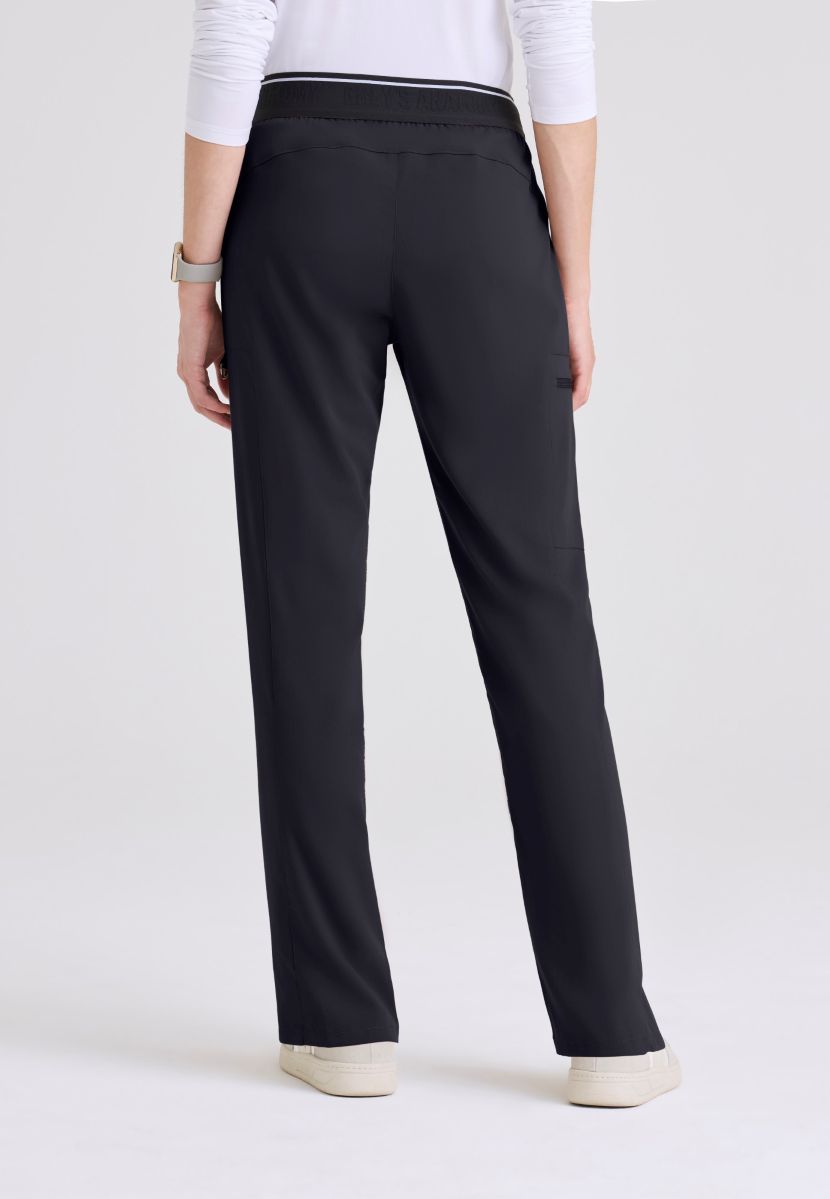 Greys Anatomy Kim 3 Pocket Elastic Back Waistband Zip-Pocket Pants | Steel