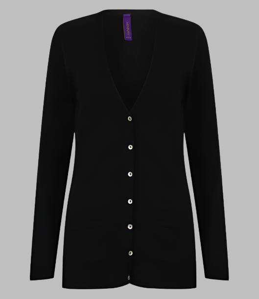 Ladies Cotton Acrylic V Neck Cardigan | BLACK