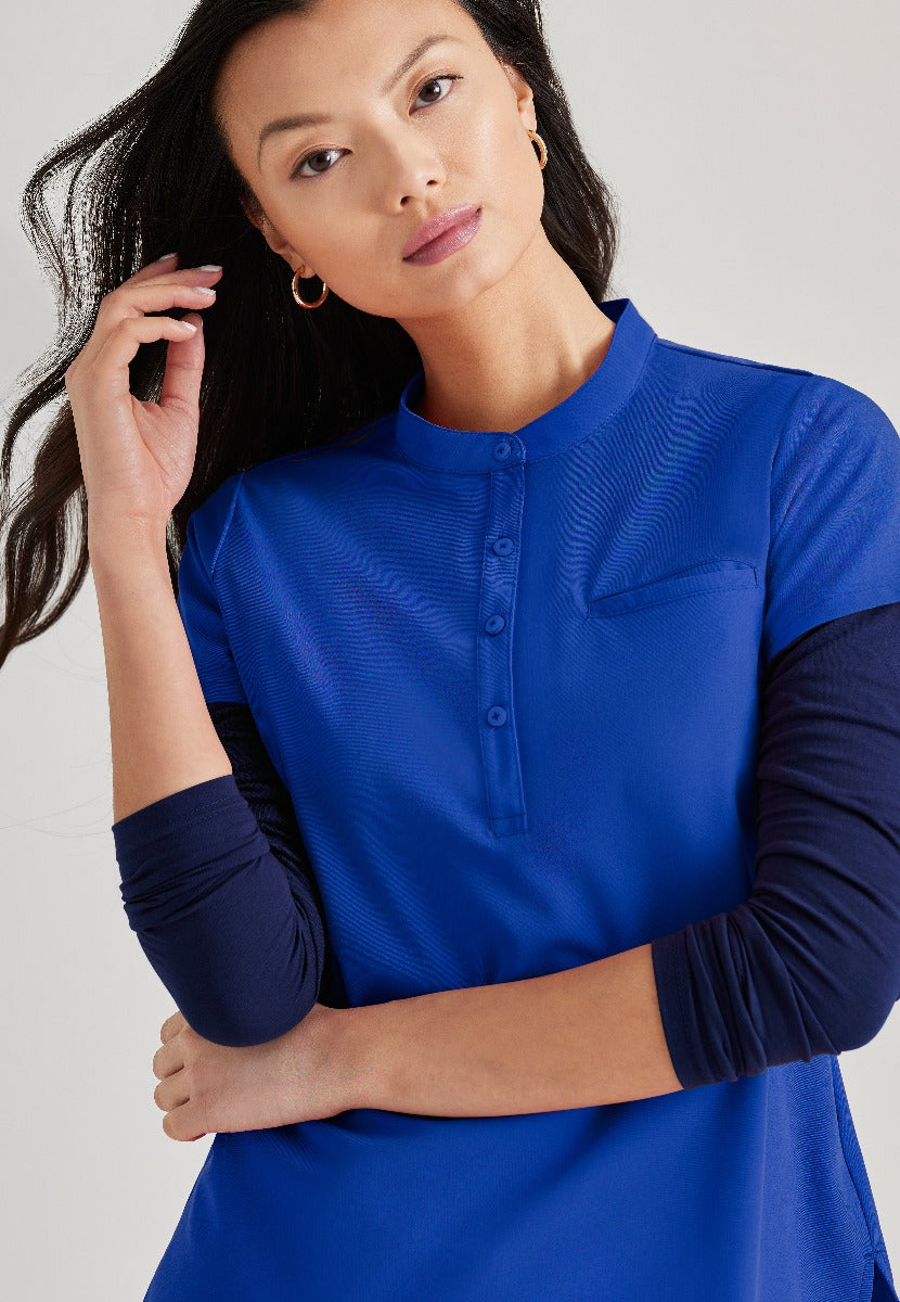 Barco Unify 1-Pocket Button Collar Tuck-In ScrubTop | New Royal