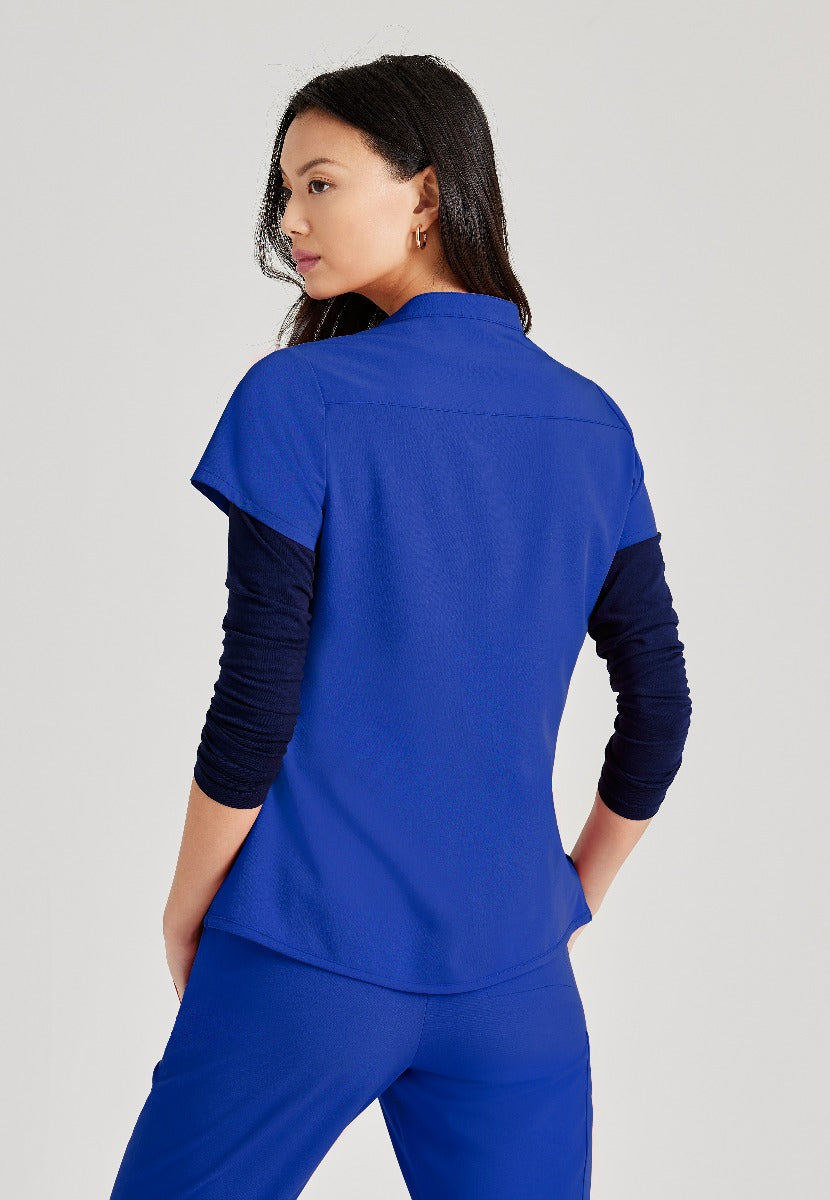 Barco Unify 1-Pocket Button Collar Tuck-In ScrubTop | New Royal