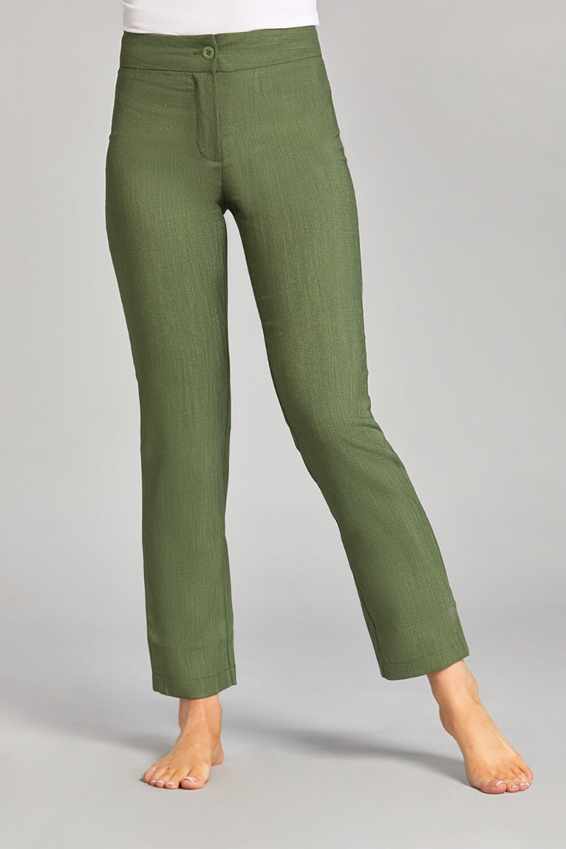 CLASSIC TROUSERS | MOSS GREEN LINEN LOOK