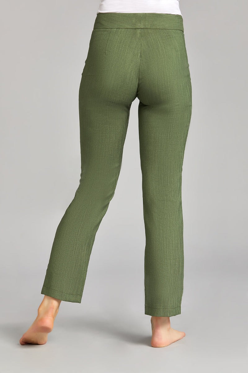 CLASSIC TROUSERS | MOSS GREEN LINEN LOOK