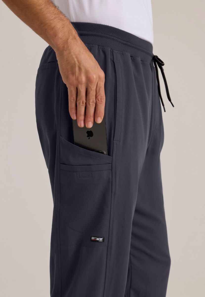 Greys Anatomy Men's 6 Pocket Straight Pant Shorter Leg Length 30" | Steel