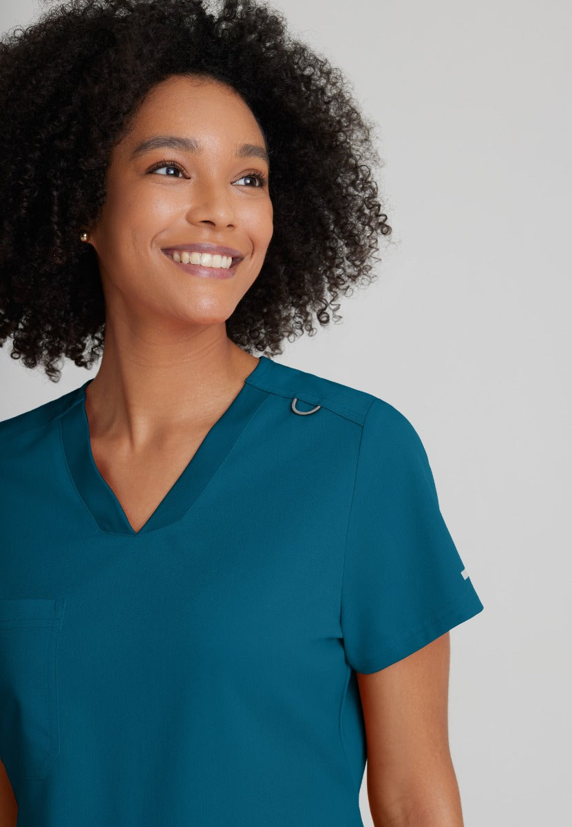 Grey's Anatomy Bree Tuck-in Scrub Top  | Bahama / Caribbean