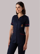 Mater Hospital CNS PH1A Sweetheart Neckline + Button Front | NAVY/RED