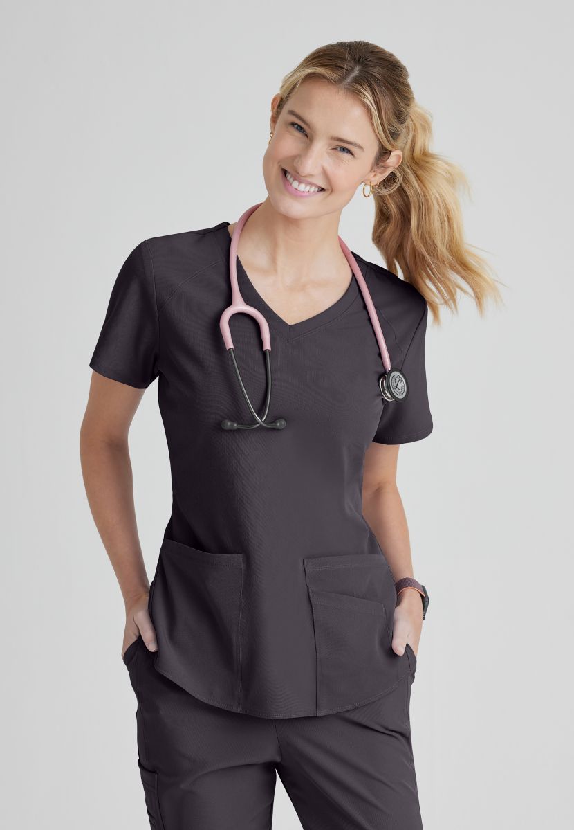 SKECHERS BREEZE 3-POCKET SHAPED HEM TOP | Pewter Grey