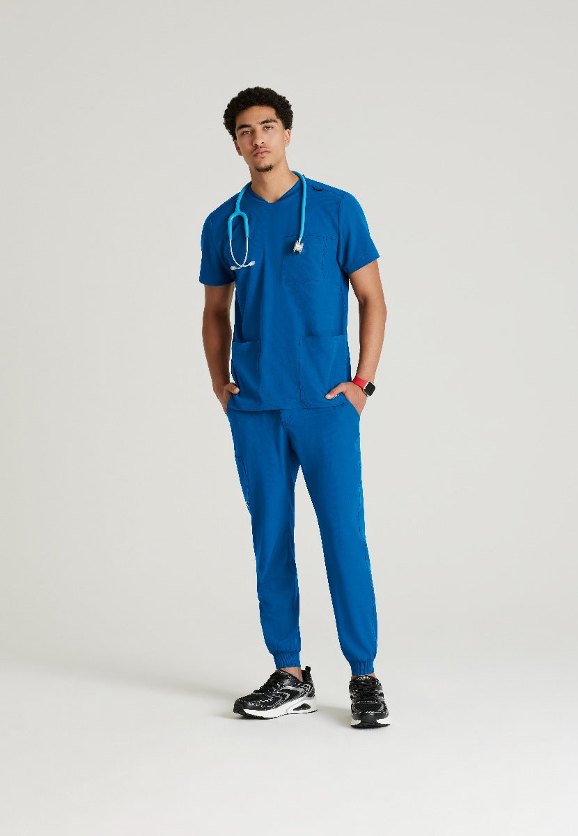 SKECHERS MALE THESIS THREE POCKET, ROUNDED NECKLINE SCRUB TOP  | New Royal